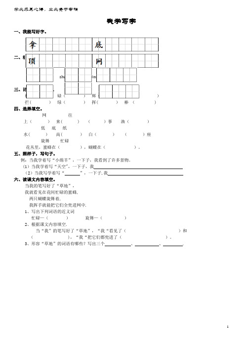 学年二年级语文下册 课文1 1《我学写字》练习题2 西师大