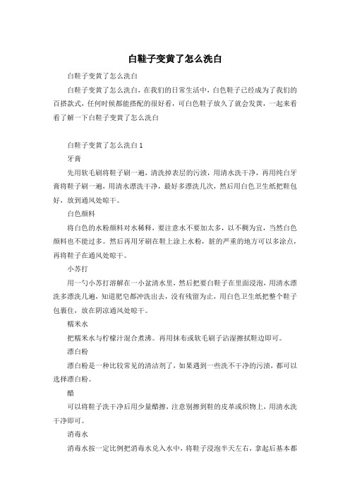 白鞋子变黄了怎么洗白