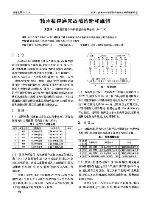 轴承数控磨床故障诊断和维修