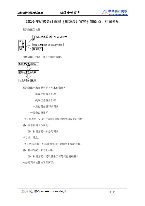 初级会计职称《初级会计实务》知识点：利润分配