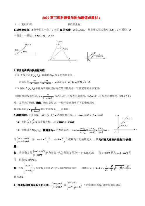 2020高三数学 附加题速成教材1素材 理