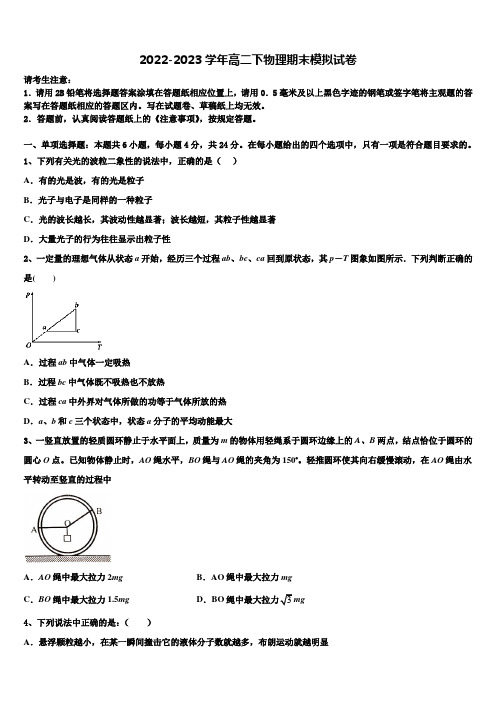 安徽省合肥八中2023年高二物理第二学期期末考试模拟试题含解析