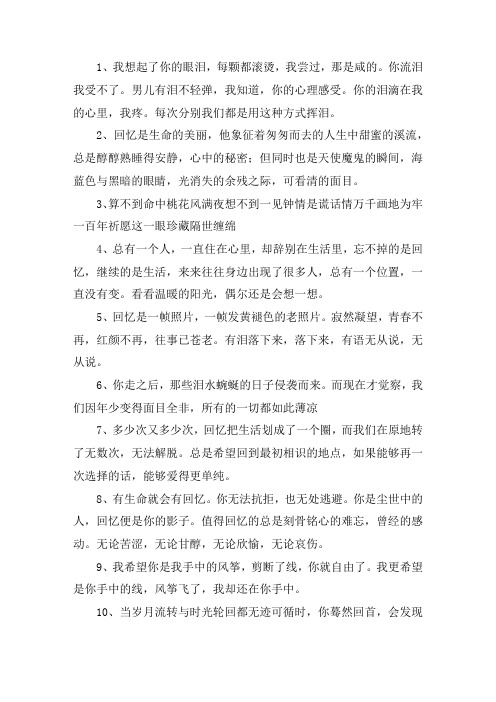 关于满满的回忆优美句子短句 致已不再年轻的自己