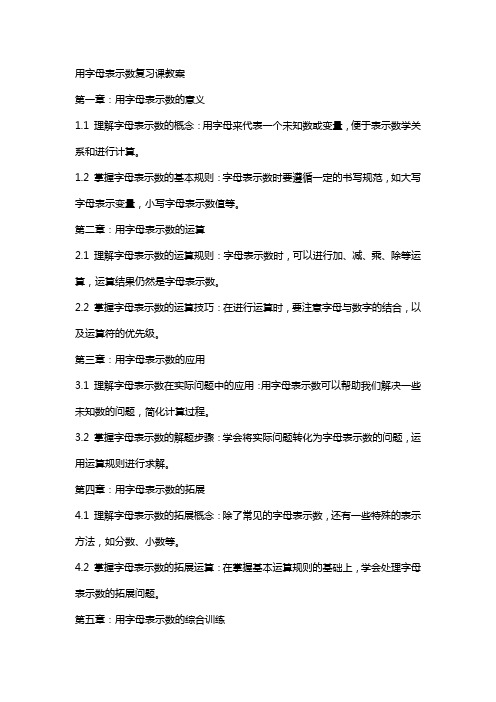 用字母表示数复习课教案