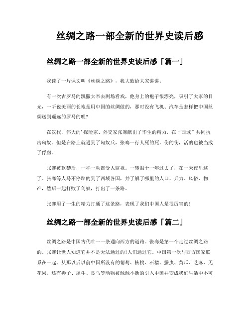 丝绸之路一部全新的世界史读后感