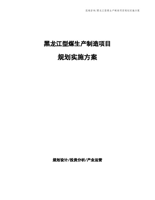 黑龙江型煤生产制造项目规划实施方案