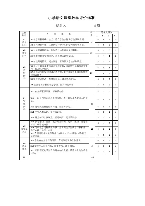 语文新课程教学评价标准