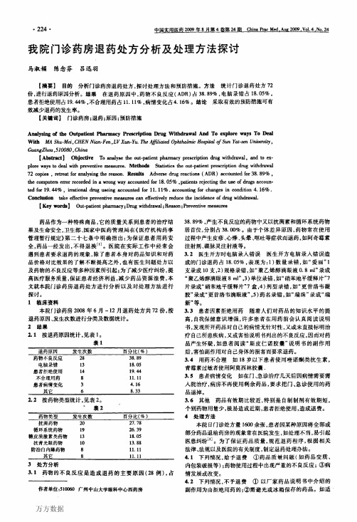 我院门诊药房退药处方分析及处理方法探讨