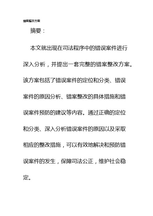 错案整改方案