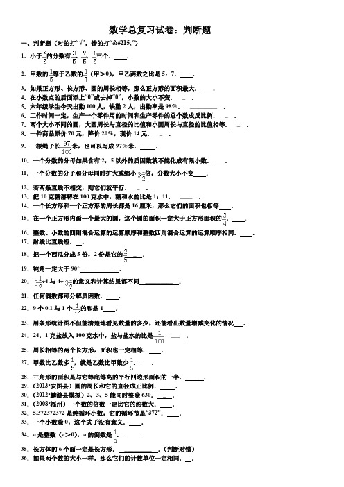 小学数学总复习：判断题 有答案