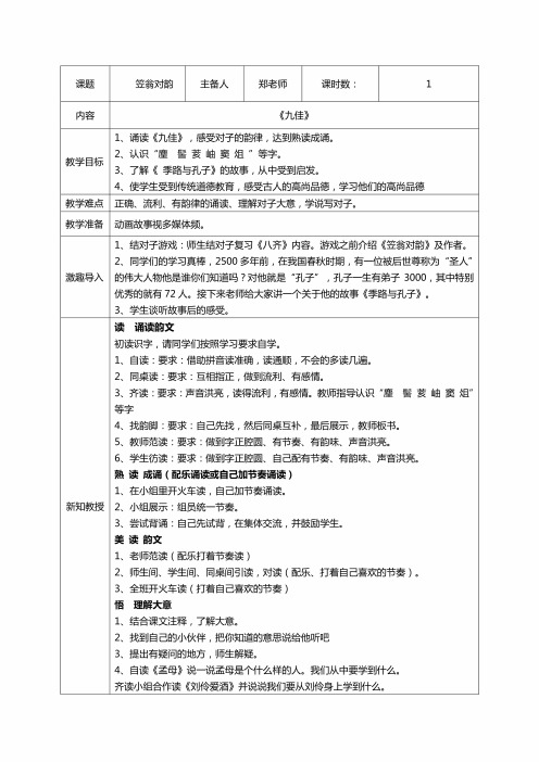 9.《笠翁对韵》九佳教案国学经典上半卷