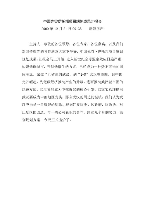 王志纲:中国光谷伊托邦项目规划成果汇报会