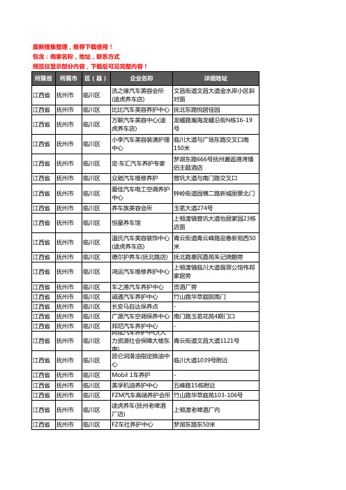 新版江西省抚州市临川区汽车保养企业公司商家户名录单联系方式地址大全47家