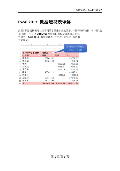 Excel 2013 数据透视表详解PDF