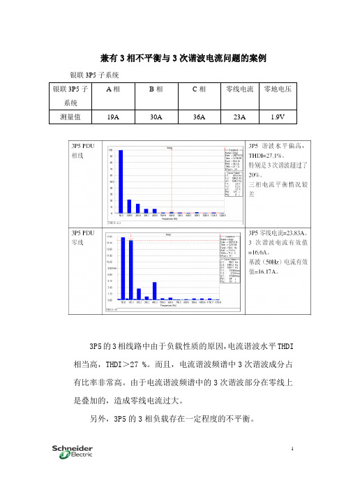 关于兼有3相不平衡与3次谐波电流问题的案例