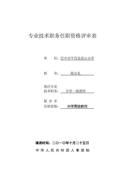 专业技术职务任职资格评审表(教师使用)