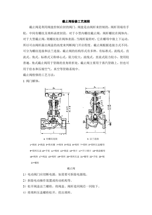 截止阀检修工艺规程