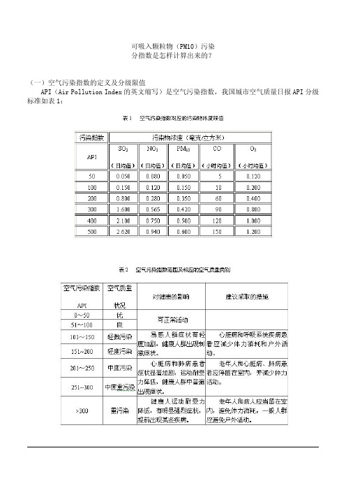 可吸入颗粒物 ( PM10 ) 污染 分指数是怎样计算出来的 ？ ( 一