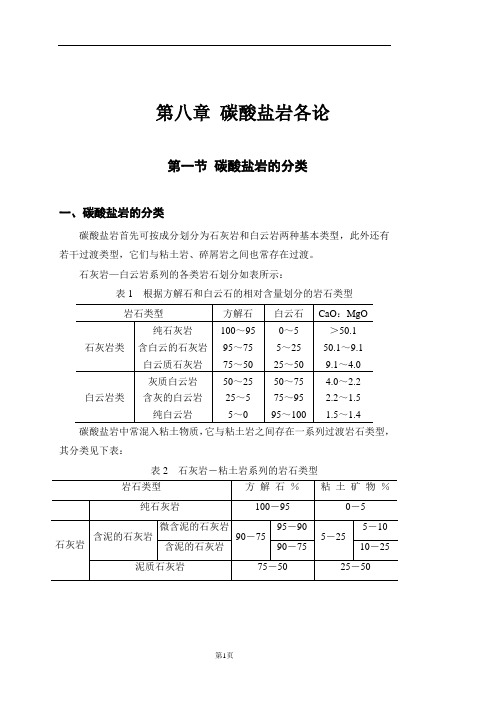 第八章 碳酸盐岩各论汇总