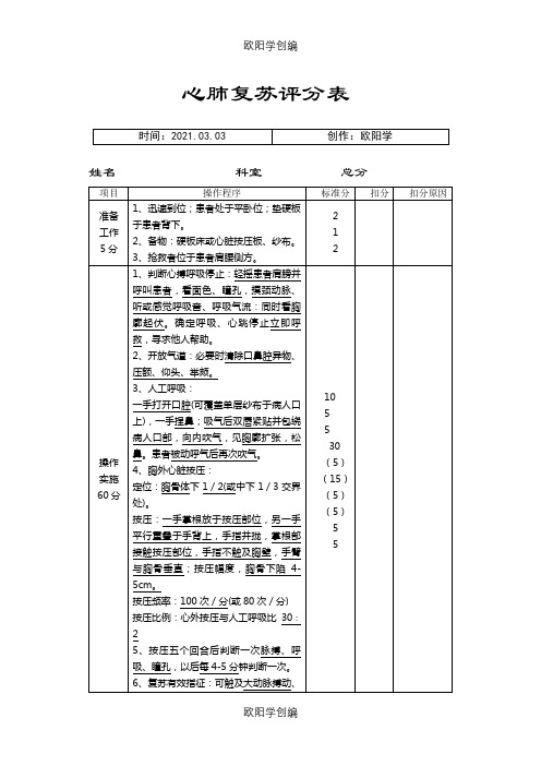 临床三基技能操作考核评分标准之欧阳学创编