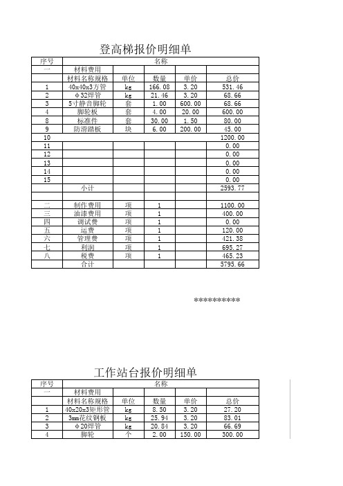 非标报价单模版