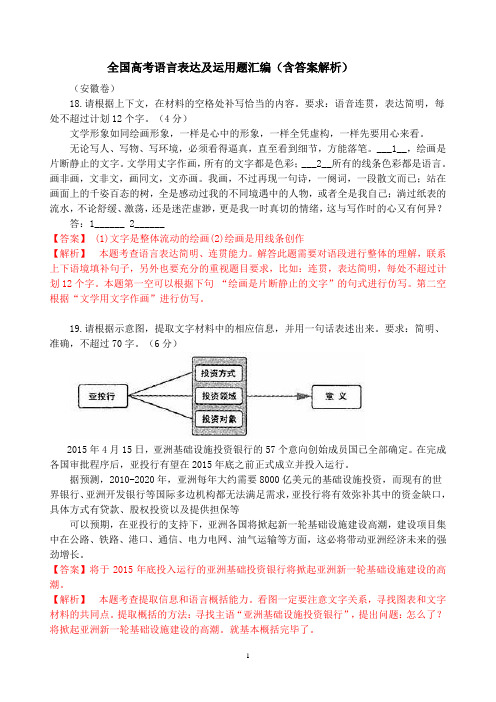 全国高考语文语言表达及运用题汇编(含答案解析)