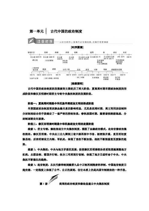 2018届一轮复习人教版 古代中国的政治制度 教案