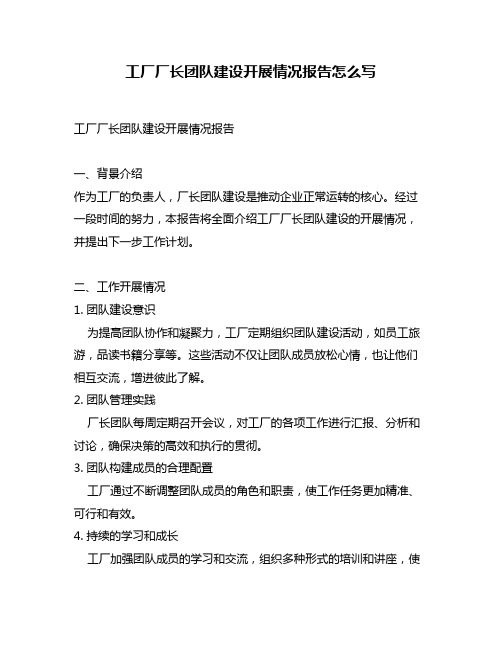 工厂厂长团队建设开展情况报告怎么写