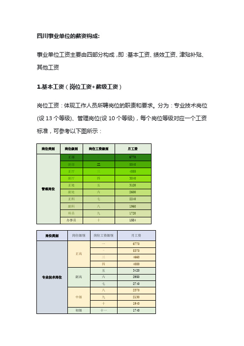 四川事业人员薪级工资标准