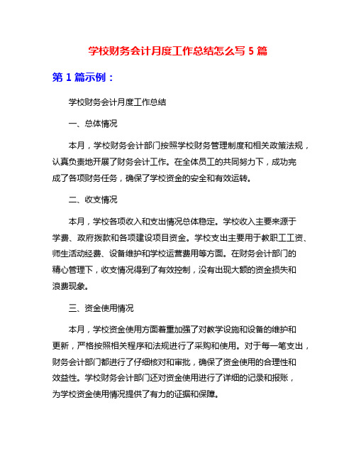 学校财务会计月度工作总结怎么写5篇