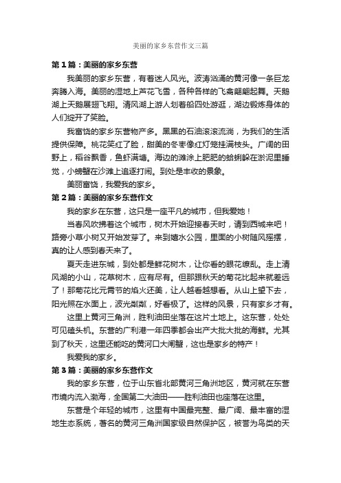 美丽的家乡东营作文三篇_我的家乡作文_