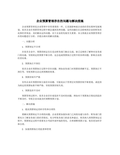 企业预算管理存在的问题与解决措施