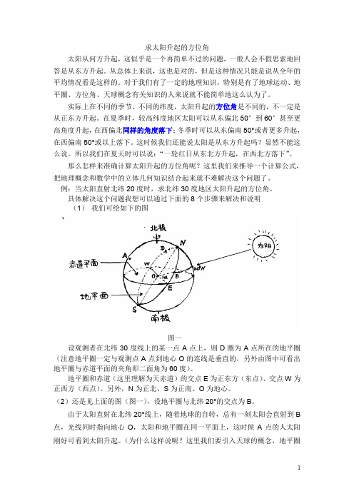 求太阳升起的方位角度