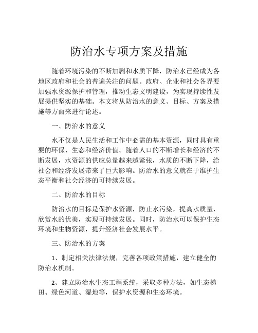 防治水专项方案及措施