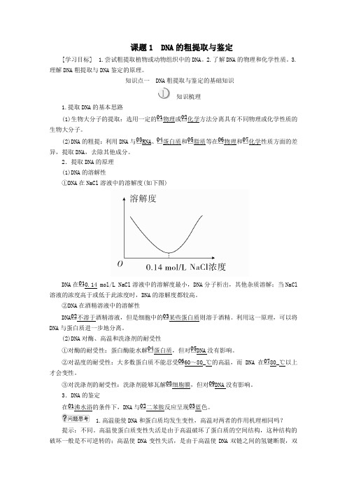 2020高中生物专题5DNA和蛋白质技术课题1DNA和蛋白质技术教案新人教版选修1