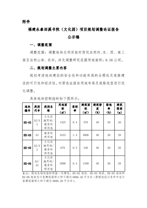 福建永泰回溪书院(文化园)项目规划调整论证报告