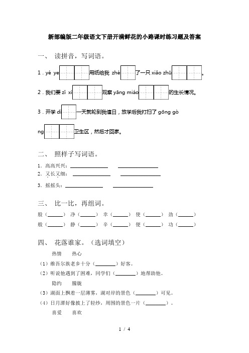 新部编版二年级语文下册开满鲜花的小路课时练习题及答案