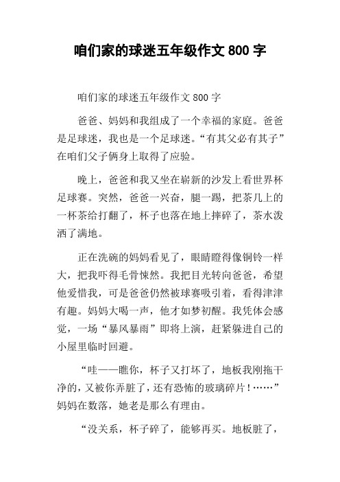 咱们家的球迷五年级作文800字