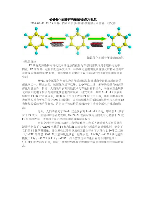 铂镍催化剂用于环烯烃的加氢与脱氢