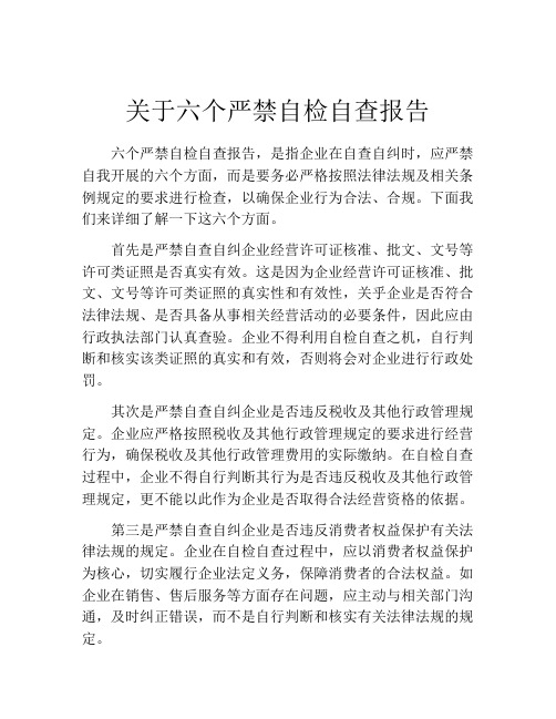 关于六个严禁自检自查报告