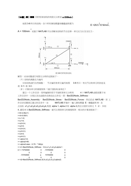 《有限元基础教程》_【MATLAB算例】3.2.5(2)四杆桁架结构的有限元分析(Bar2D2Nod