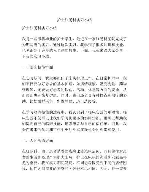 护士肛肠科实习小结