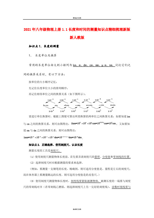 2021年八年级物理上册.长度和时间的测量知识点精细梳理新版新人教版