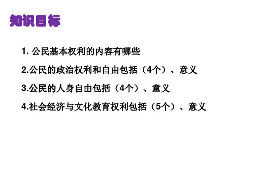 道德和法治八年级下册 第三课 第一框 公民的基本权利课件(共39张PPT)