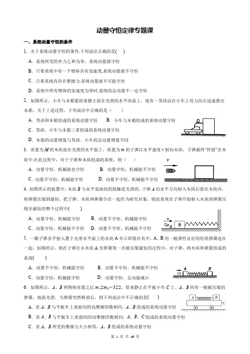 高三物理一轮复习 动量守恒定律专题课