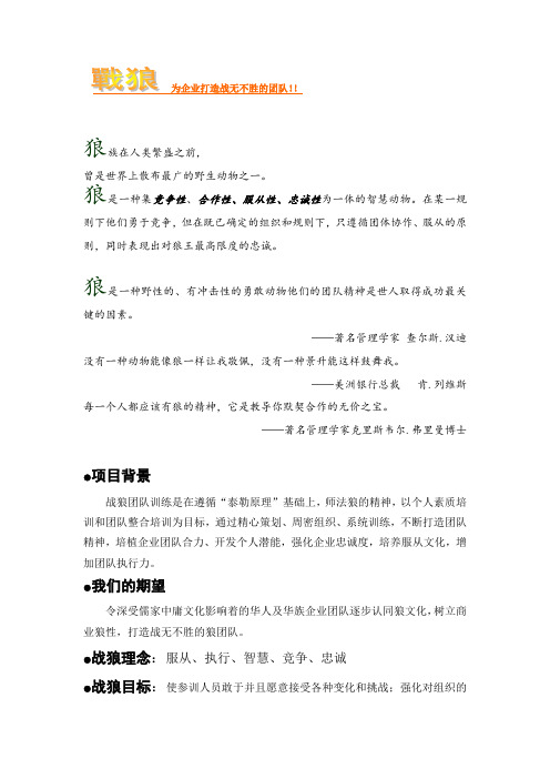 企业文化-狼文化——为企业打造战无不胜的团队 精品