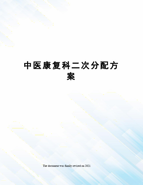 中医康复科二次分配方案