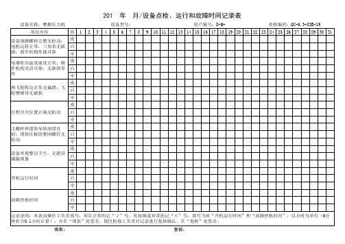 摩擦压力机点检表