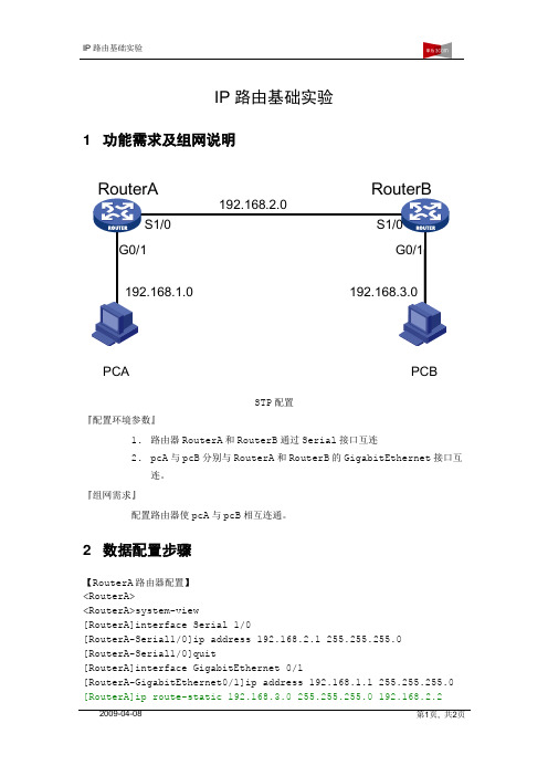 H3C实验18.IP路由基础实验