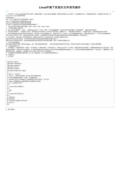 Linux环境下实现对文件读写操作